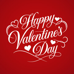 Happy Valentines Day greeting card. Calligraphic design for print cards, banner, poster Hand drawn text lettering for Valentines Day with hearts shape Vector illustration isolated on white background.