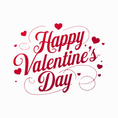 Happy Valentines Day greeting card. Calligraphic design for print cards, banner, poster Hand drawn text lettering for Valentines Day with hearts shape Vector illustration isolated on white background.