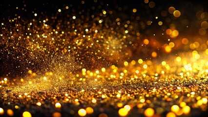 Luxurious Black Background with Golden Glitter Sparkle Texture - Festive Celebration
