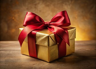 Obraz premium Luxurious Red & Gold Gift Box, Perfect for Special Occasions - Stock Photo