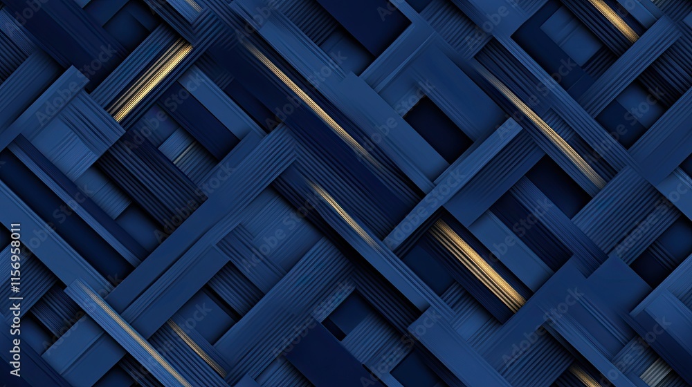 Poster dark blue background showcases geometric shapes and gradients, suitable for modern design presentati