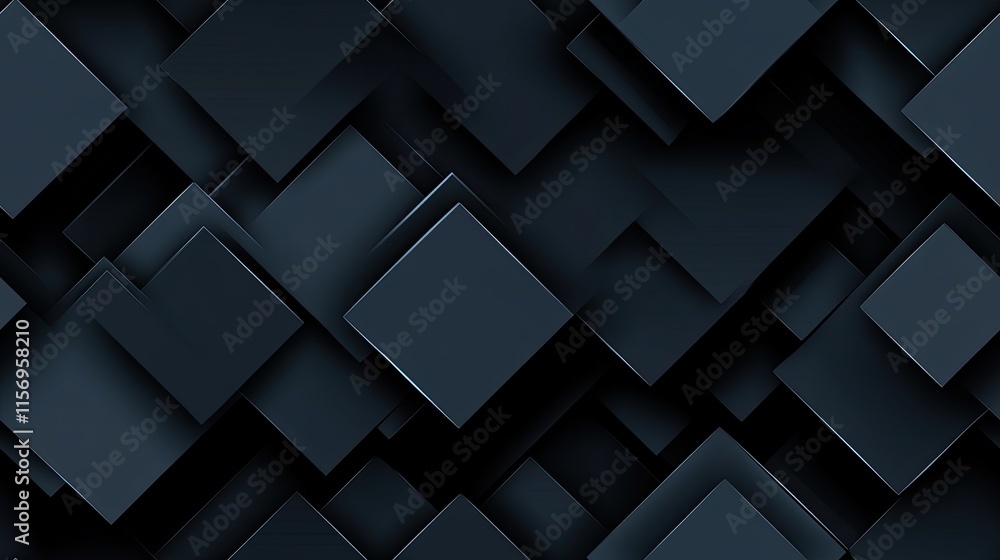 Poster dark blue background showcases geometric shapes and gradients, suitable for modern design presentati