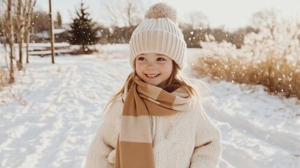 Obraz premium Child enjoying a winter day in the snow wearing warm clothes and a cozy hat