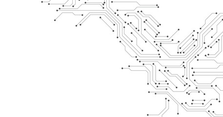 Black circuit board on white background.2d illustration Abstract futuristic electronic circuit technology background science background.