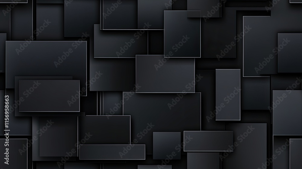 Poster dark blue background showcases geometric shapes and gradients, suitable for modern design presentati