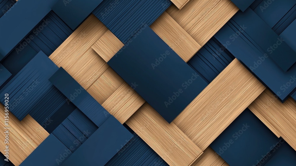 Poster dark blue background showcases geometric shapes and gradients, suitable for modern design presentati