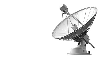 Large Communication Satellite Dish Antenna Isolated on Clean White Background