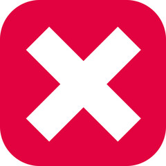 White "X" symbol on a bold red background, centered and occupying a significant portion of the space. Commonly associated with error, mistake, or incorrect indication in digital and print contexts.