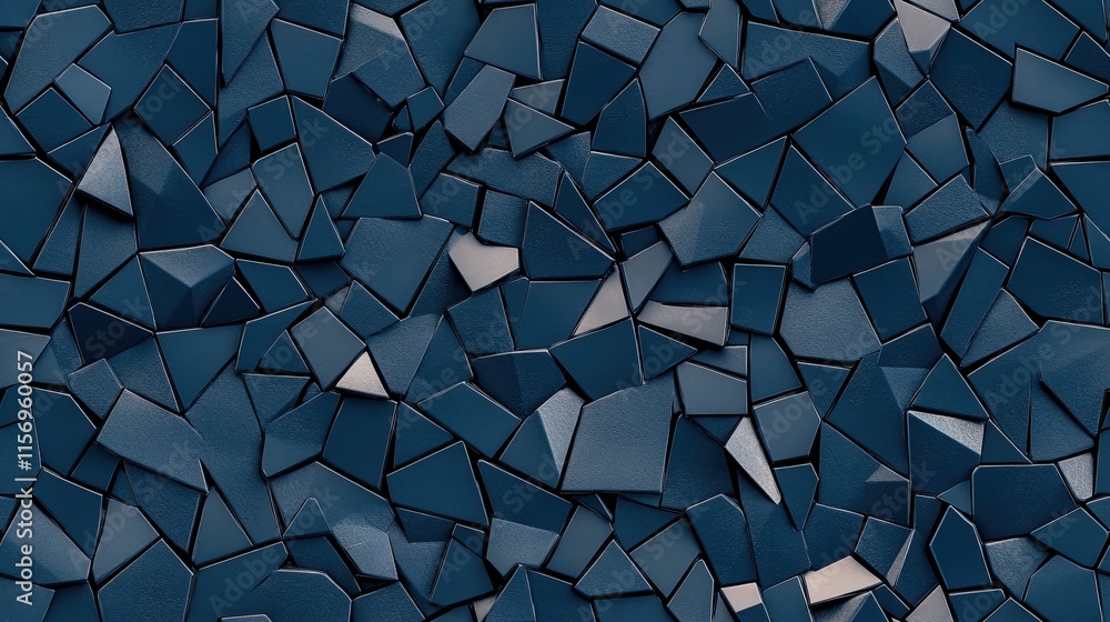 Poster dark blue background showcases geometric shapes and gradients, suitable for modern design presentati