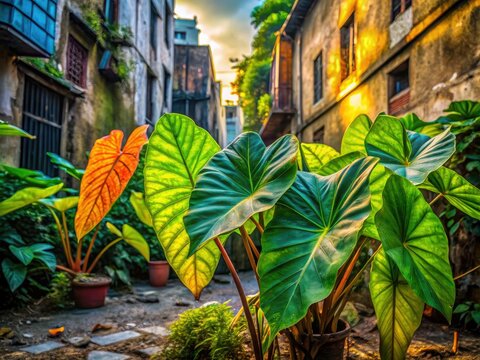 Urban exploration reveals Suran yam's hidden garden, showcasing Indian elephant yam cultivation.