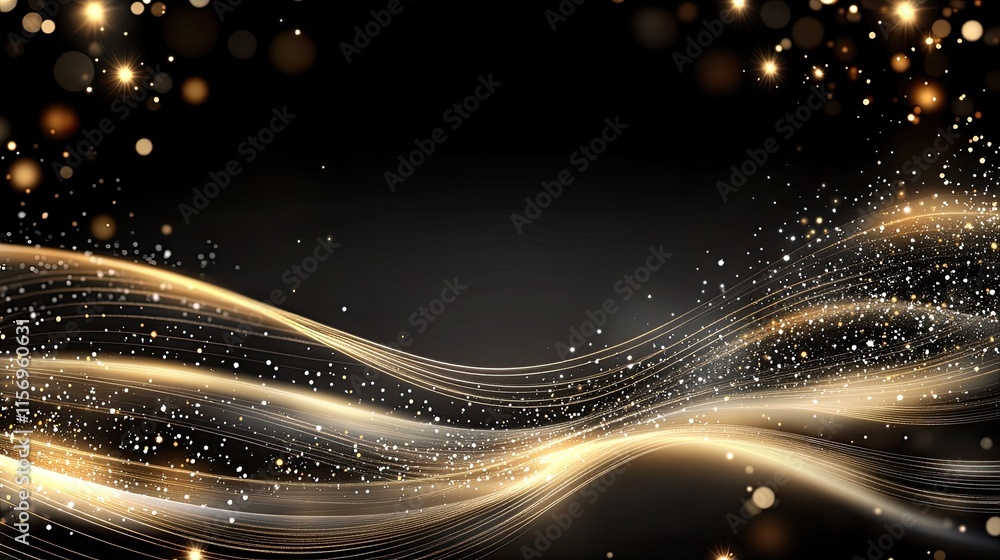 Aufkleber dynamic gold wave lines with glowing effects create an elegant abstract presentation design against 
