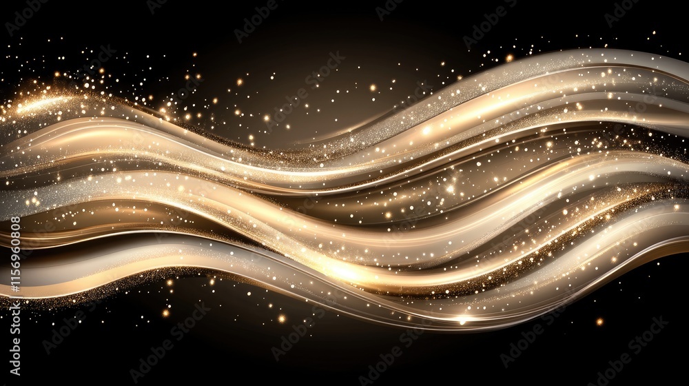 Aufkleber dynamic gold wave lines with glowing effects create an elegant abstract presentation design against 