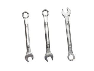 wrenches or spanner set with numbers marked transparent background