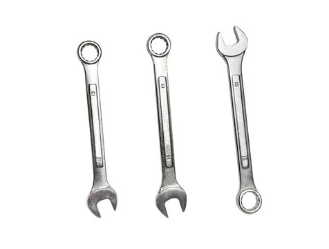 wrenches or spanner set with numbers marked transparent background