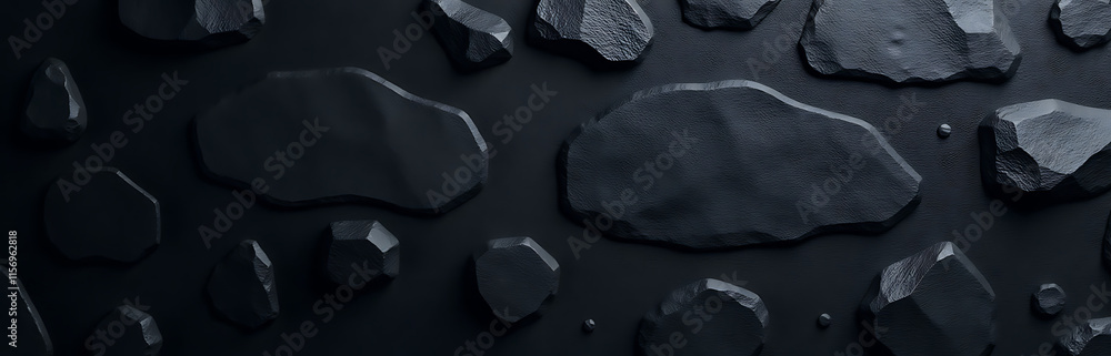 Aufkleber This Banner Features A Black Rock Slate Texture Background Generated By Ai For Unique Visual Identity. 00002