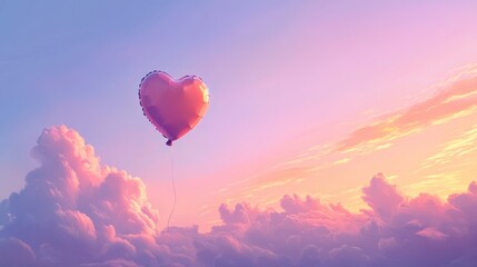Obraz premium Heart Balloon Floating in a Pastel Sky