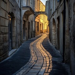 Empty curved road in Arles, France