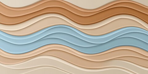 Obraz premium Abstract wavy background with pastel shades of beige and blue.