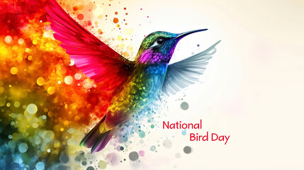 Vibrant Hummingbird Art with Colorful Wings Celebrating National Bird Day