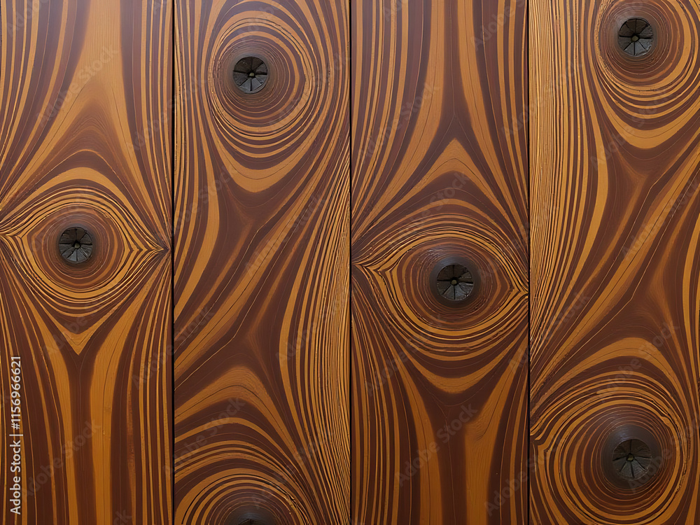 Aufkleber The Unique Texture Of Sapeli Exotic Wood Panels Features A Distinctive Repetitive Pattern With Intricate Knots And Veins. 00003