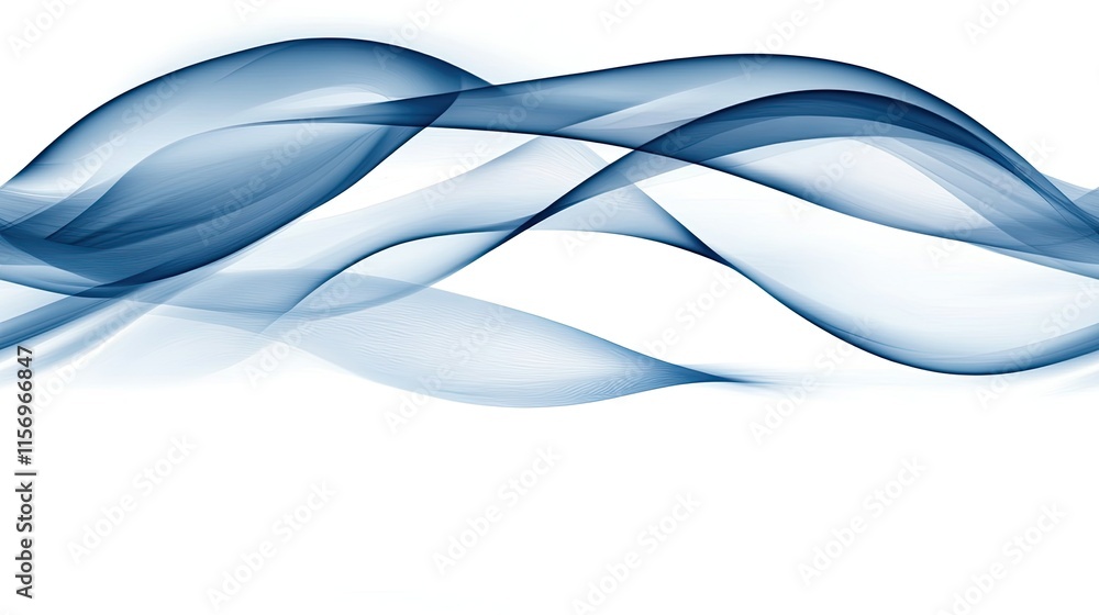 Poster this captivating abstract design features smooth blue waves with luminous highlights, creating a ser
