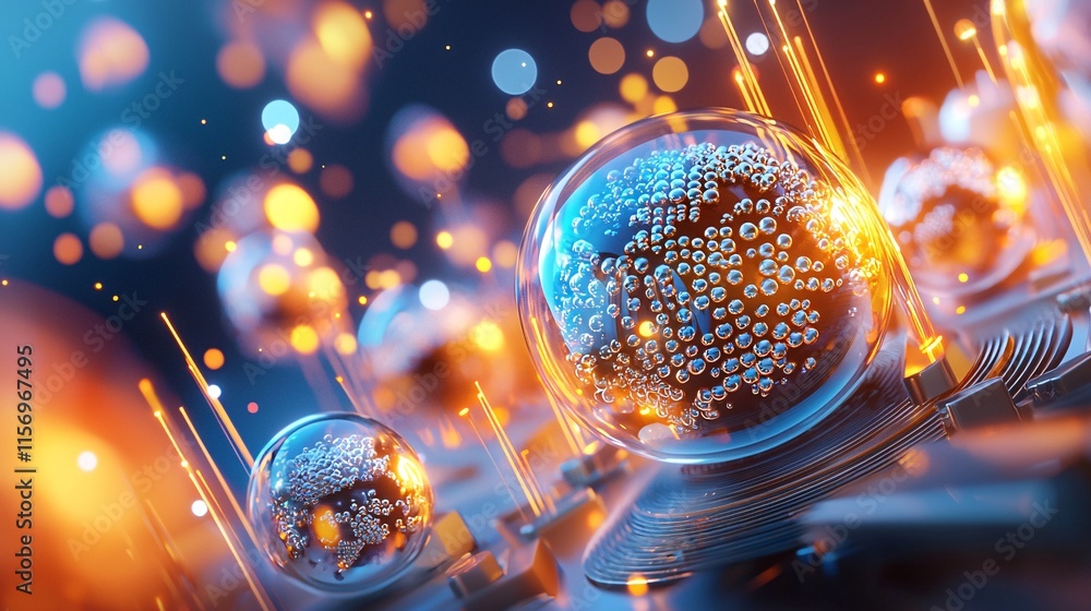Aufkleber digital product and wealth concept. abstract representation of bubbles and spheres in vibrant colors
