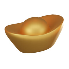 3D render, Festive Gold Ingots & Decor, Chinese New Year Celebration,  Icon Illustration