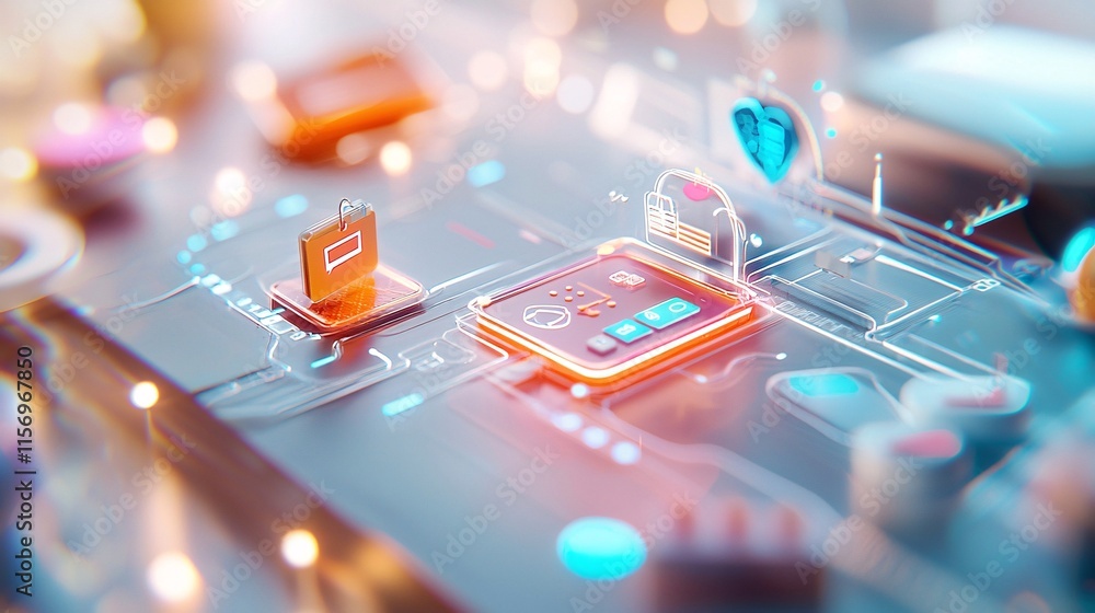 Poster digital product and wealth concept. abstract representation of digital technology showcasing futuris