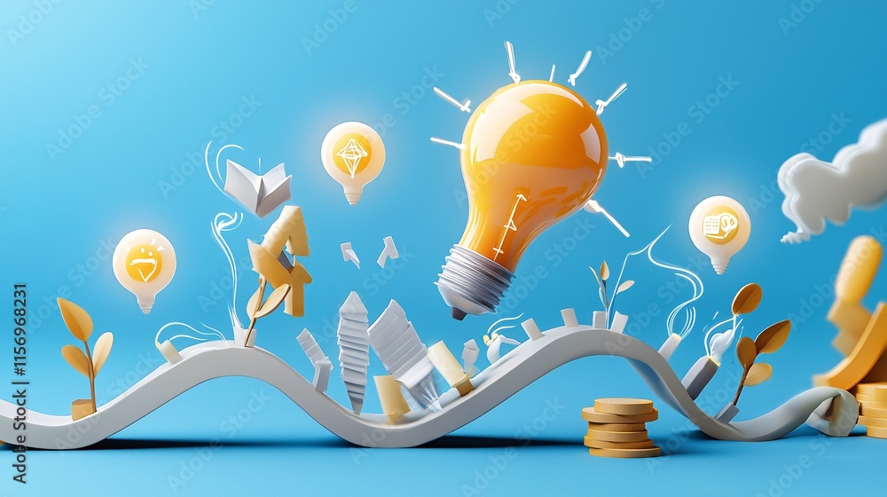 Poster digital product and wealth concept. creative concept of innovation and imagination represented by a 