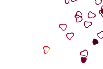 White background with red hearts. Valentine's day concept. Top view. Copy space for text.