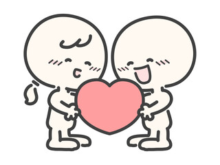 愛情や絆の素材ハートを持つ人物のベクターイラスト