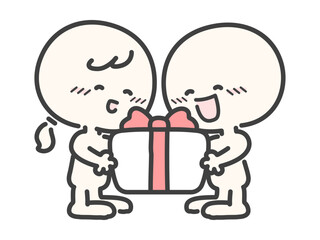 プレゼントを持つ二人の人物のベクターイラスト