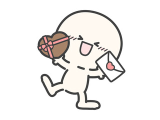 バレンタインのチョコレートとラブレターを持つ人物のベクターイラスト02