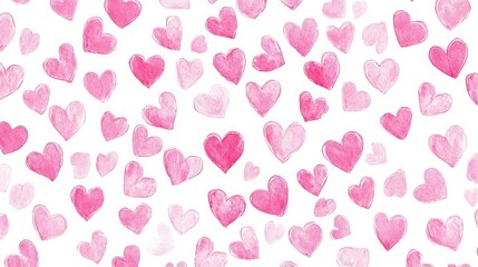 Seamless pink hearts pattern on a white background; vector design.