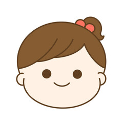 ニコニコ笑顔の女の子の赤ちゃんの顔のゆるかわイラスト