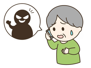 怪しい人に騙されかけているおじいさんのイラスト