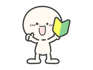 初心者マークとかわいい人物のベクターイラスト03