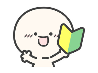 初心者マークとかわいい人物のベクターイラスト01