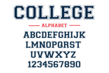 Editable typeface vector. College sport font in american style for football, baseball or basketball logos and t-shirt.
