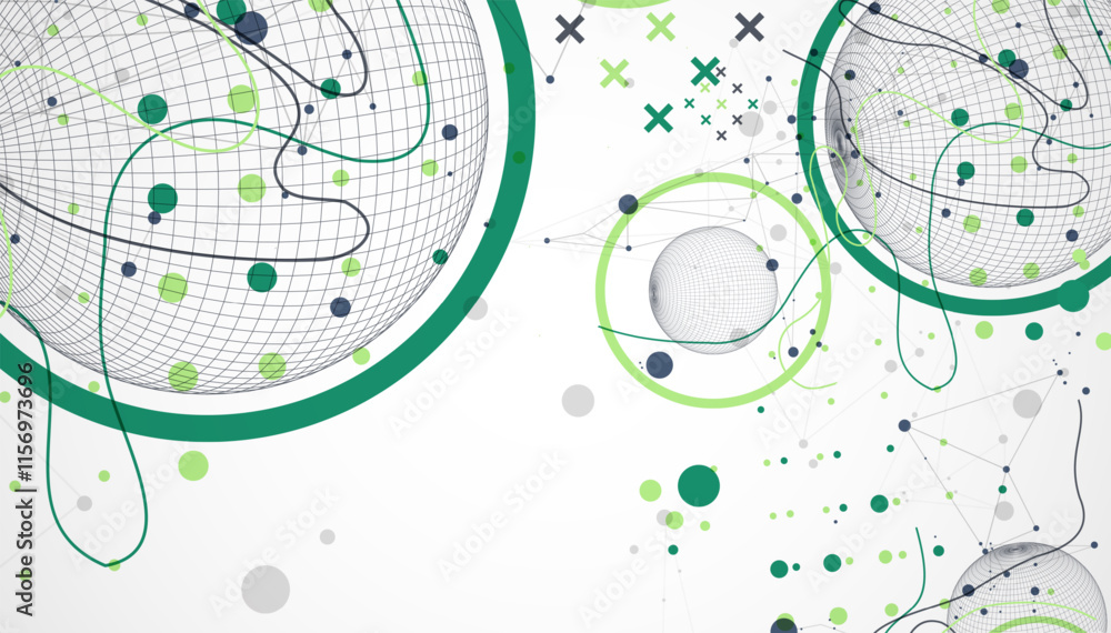 Poster Abstract sphere background with plexus effect. 3D surface. Vector illustration.