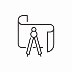 Engineering blueprint compass tool icon vector sign
