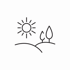 Sunset trees weather temperature forecast icon vector sign