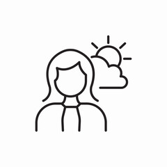 Woman weather forecaster presenter icon vector sign