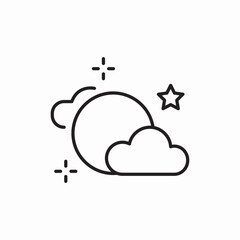 Night stars cloud weather icon vector sign