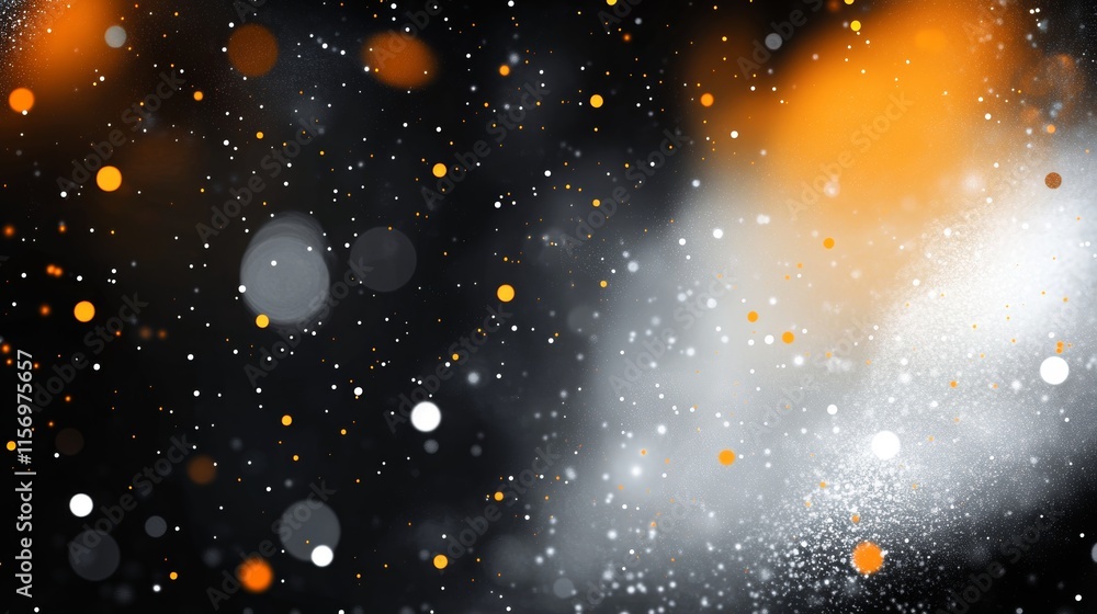 Poster abstract bokeh background with orange and white lights.