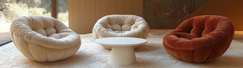 Minimalist Japandi Home Interior Design: Modern Living Room with Bold Orange, White, and Terra Cotta Accents