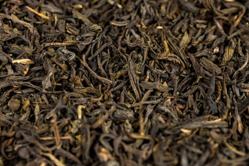 high-quality dry, not cooked green tea close-up