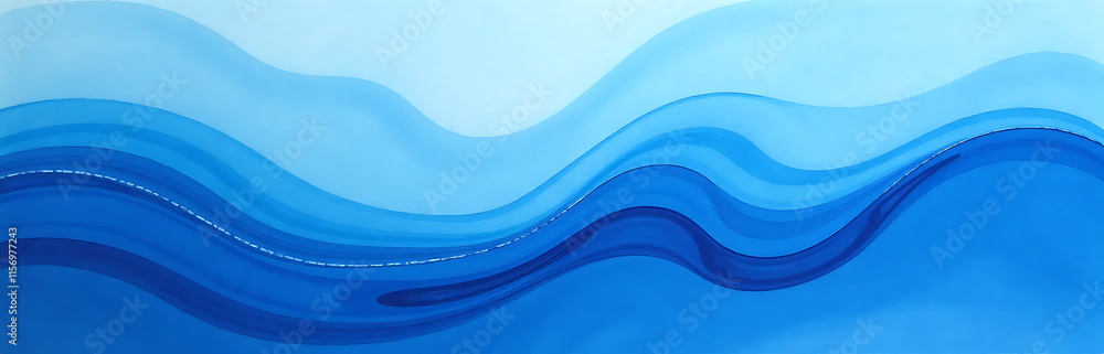 Aufkleber The Painting Features Blue Smooth Abstract Lines As A Background Created Using E Techniques To Produce Unique Patterns. 00003