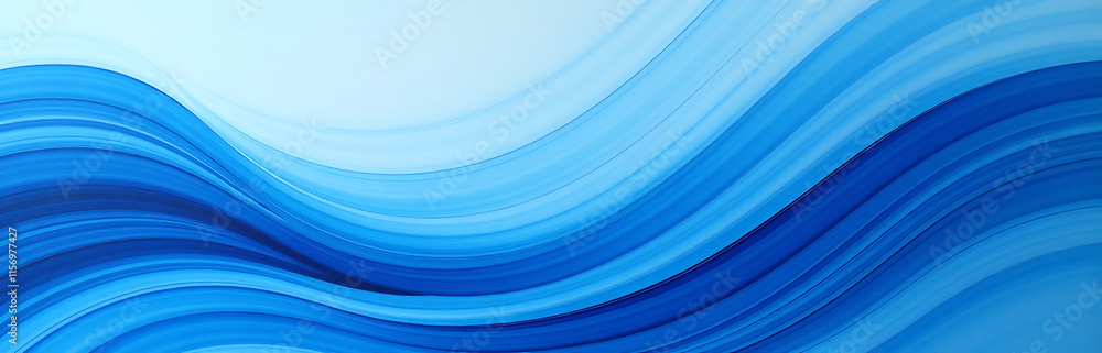 Aufkleber The Painting Features Blue Smooth Abstract Lines As A Background Created Using E Techniques To Produce Unique Patterns. 00002