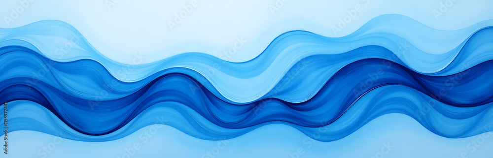 Aufkleber The Painting Features Blue Smooth Abstract Lines As A Background Created Using E Techniques To Produce Unique Patterns. 00001